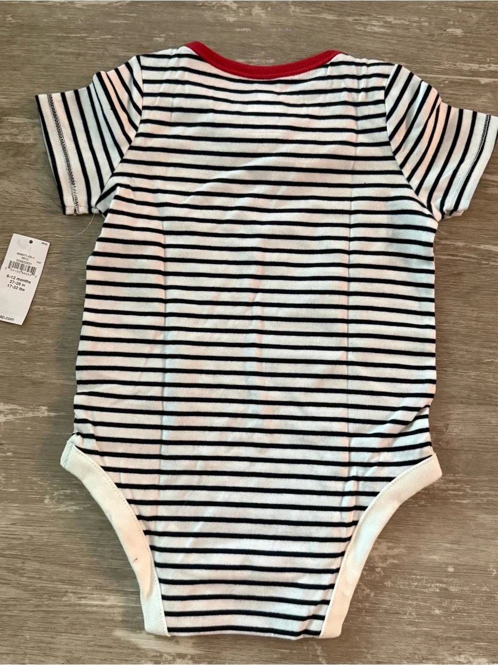 GAP Baby First Favorites Organic Cotton Bodysuit White Blue Red Stripe NEW 6-12m